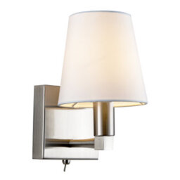 Happy Homewares Sleek Bedside Wall Light In Satin Nickel With Toggle Switch And Shade - thumbnail 2