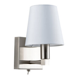 Happy Homewares Sleek Bedside Wall Light In Satin Nickel With Toggle Switch And Shade - thumbnail 1