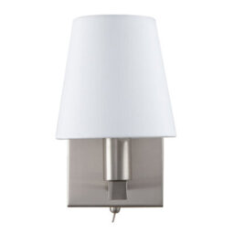 Happy Homewares Sleek Bedside Wall Light In Satin Nickel With Toggle Switch And Shade - thumbnail 5