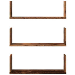Berkfield Wall Shelves 3 Pcs Old Wood 58X18X18 Cm Engineered Wood - thumbnail 4