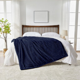 Neo Waffle Shaped Electric Blanket Heated Fleece Overblanket Throw Machine Washable Remote Timer Control Heat Settings - Navy - thumbnail 7