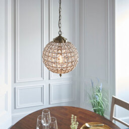 Anson Lighting Lily Pendant Light Finished In Antique Brass Plate And Clear Glass - thumbnail 2