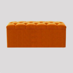 137Cm Luna Chesterfield Ottoman Storage Box - Burnt Orange Plush Velvet Upholstered Blanket Box - thumbnail 1