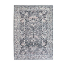 Melrose Colorama Traditional Design Grey/pink Large Indoor Area Rug 160/230Cm - thumbnail 5