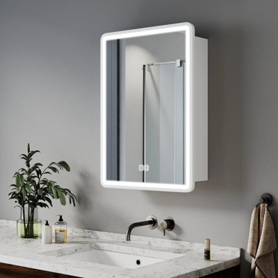 Bathroom Led Mirror Cabinet 450X600 With Shaver Socket Demister Dimmable Lights - image 1