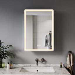 Bathroom Led Mirror Cabinet 450X600 With Shaver Socket Demister Dimmable Lights - thumbnail 4