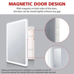 Bathroom Led Mirror Cabinet 450X600 With Shaver Socket Demister Dimmable Lights - thumbnail 5
