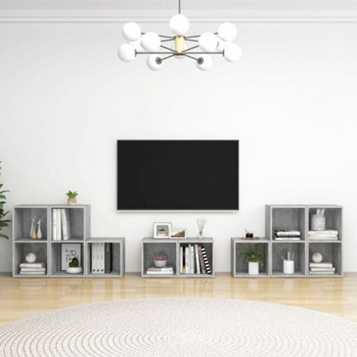 Berkfield 8 Piece Tv Cabinet Set Concrete Grey Engineered Wood - image 1