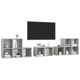 Berkfield 8 Piece Tv Cabinet Set Concrete Grey Engineered Wood - thumbnail 3