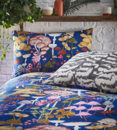 Furn. Amanita Abstract Mushroom Reversible Duvet Cover Set, Single, Blue - thumbnail 3