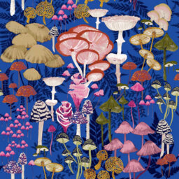 Furn. Amanita Abstract Mushroom Reversible Duvet Cover Set, Single, Blue - thumbnail 5