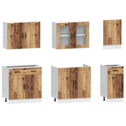 Berkfield 7 Piece Kitchen Cabinet Set Kalmar Old Wood Engineered Wood - thumbnail 4