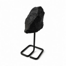 Black Tourmaline Specimen On Metal Stand Natural Crystal Display Piece - thumbnail 3