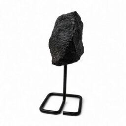 Black Tourmaline Specimen On Metal Stand Natural Crystal Display Piece - thumbnail 1