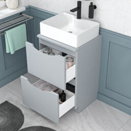 Nes Home 500mm Matte Grey Bathroom Vanity Unit, Worktop With Square Bowl Basin - thumbnail 4