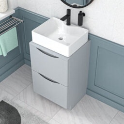 Nes Home 500mm Matte Grey Bathroom Vanity Unit, Worktop With Square Bowl Basin - thumbnail 3