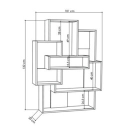 Decortie Barce Modern Freestanding Bookcase Storage Unit White Anthracite Grey 132Cm - thumbnail 3
