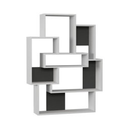 Decortie Barce Modern Freestanding Bookcase Storage Unit White Anthracite Grey 132Cm - thumbnail 2