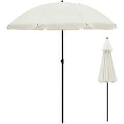 Vivo 2M Outdoor Garden Parasols Umbrella With Crank Handle Tilting Sunshade Uv 30+ - Cream - thumbnail 1