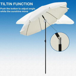 Vivo 2M Outdoor Garden Parasols Umbrella With Crank Handle Tilting Sunshade Uv 30+ - Cream - thumbnail 2