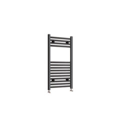 Simple Bathroom 800X400mm Matt Black Designer Straight Ladder Style Radiator - thumbnail 3
