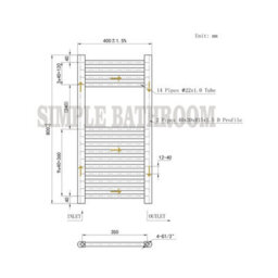 Simple Bathroom 800X400mm Matt Black Designer Straight Ladder Style Radiator - thumbnail 4