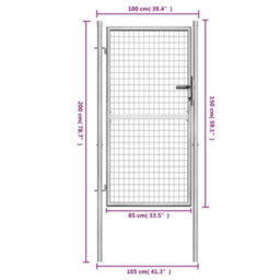 Berkfield Classic Garden Gate Galvanised Steel 105X200 Cm Silver - thumbnail 5