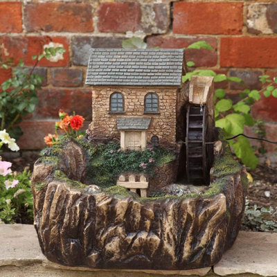 Solar Powered Water Mill Water Feature Fountain Decorative Ornament For The Garden Centrepiece Ornamental Decoration - image 1
