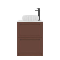 Royal Bathrooms Royal Bathroom Elmore 600mm Terracotta Clay Freestanding Bathroom Vanity Unit 2 Drawer Plain White Worktop With Milan Basin - thumbnail 7