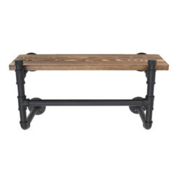 Rustic Wood Scaffold Board Floating Shelf Wall Mount Clothes Rail Hanger Display - thumbnail 1