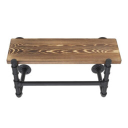 Rustic Wood Scaffold Board Floating Shelf Wall Mount Clothes Rail Hanger Display - thumbnail 6