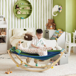 Sobuy Kmb16-J, Kids Hammock Kids Rocking Chair, Sensory Swing Indoor, Colourful Fabric Baby Hammock With Safety Catches - thumbnail 2
