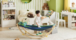 Sobuy Kmb16-J, Kids Hammock Kids Rocking Chair, Sensory Swing Indoor, Colourful Fabric Baby Hammock With Safety Catches - thumbnail 8