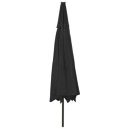 Berkfield Outdoor Parasol With Led Lights And Metal Pole 400 Cm Black - thumbnail 5