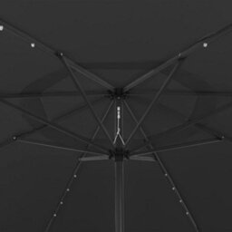 Berkfield Outdoor Parasol With Led Lights And Metal Pole 400 Cm Black - thumbnail 4