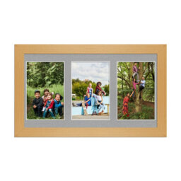 AK Frames 40X20Cm Country Pine Modern Multi Photo Frame With Silver Mount - Holds 3 Apertures (3X) 6X4 Photos