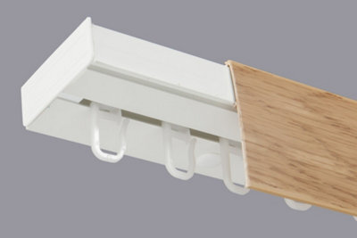 Single Curtain Ceiling Rail Track Pcv 360 Cm (L) Hooks + Light Oak Cover