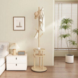 Wooden Hallway Clothes Storage 6 Hooks Garment Tree Coat Rack Freestanding - thumbnail 3