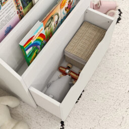 Aiyaplay Kids Bookcase W/ 3 Tier Shelves, Drawer, For Bedroom, Nursery, White - thumbnail 8