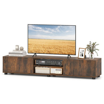Brown Tv Stand For Tvs Up To 70 Inch Tv Unit With Doors & Shelves - image 1