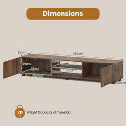 Brown Tv Stand For Tvs Up To 70 Inch  Tv Unit With Doors & Shelves - thumbnail 2
