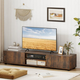 Brown Tv Stand For Tvs Up To 70 Inch  Tv Unit With Doors & Shelves - thumbnail 3