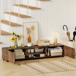 Brown Tv Stand For Tvs Up To 70 Inch  Tv Unit With Doors & Shelves - thumbnail 4