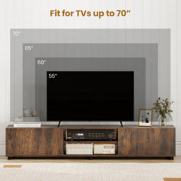 Brown Tv Stand For Tvs Up To 70 Inch  Tv Unit With Doors & Shelves - thumbnail 5