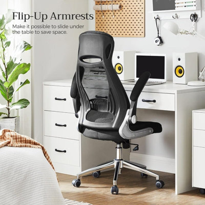 LEDREM Office Chair High Back, Mesh Office Chair, Swivel Desk Chair, Flip Up Armrests And Head Support - image 1