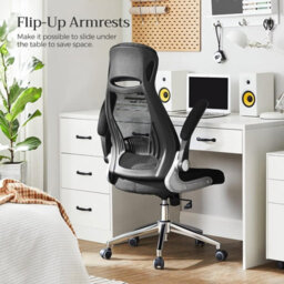 LEDREM Office Chair High Back, Mesh Office Chair, Swivel Desk Chair, Flip Up Armrests And Head Support - thumbnail 1