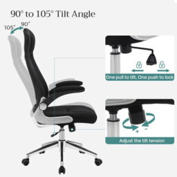 LEDREM Office Chair High Back, Mesh Office Chair, Swivel Desk Chair, Flip Up Armrests And Head Support - thumbnail 3