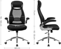 LEDREM Office Chair High Back, Mesh Office Chair, Swivel Desk Chair, Flip Up Armrests And Head Support - thumbnail 5