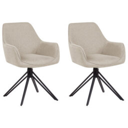 Beliani Set Of 2 Dining Chairs Swivel Jodar Fabric Taupe - thumbnail 1
