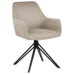 Beliani Set Of 2 Dining Chairs Swivel Jodar Fabric Taupe - thumbnail 4